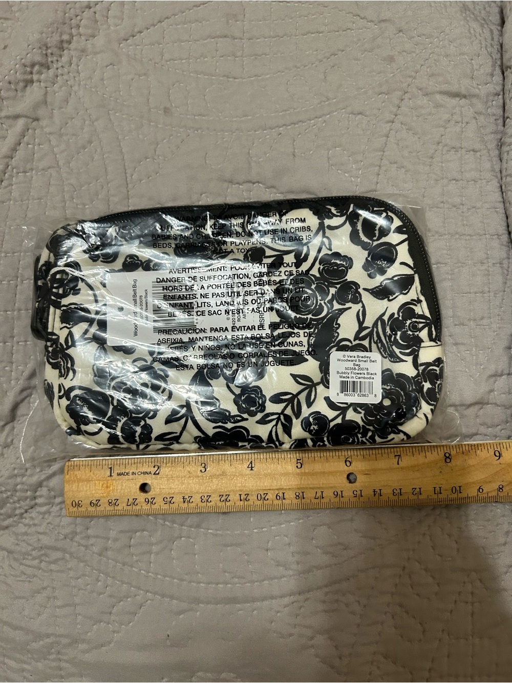 Vera Bradley Black Floral Woodward Small Belt Bag
